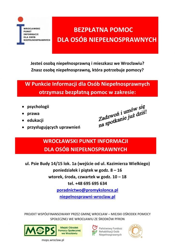 plakatWPION 724x1024 - Wrocławski Punkt Informacji dla Osób Niepełnosprawnych