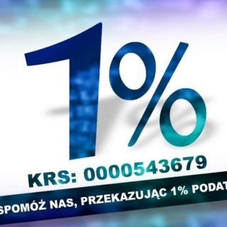 Grafika zachęcająca do przekazania 1% dla Fundacji FONIS. Na niej numer KRS 0000543679