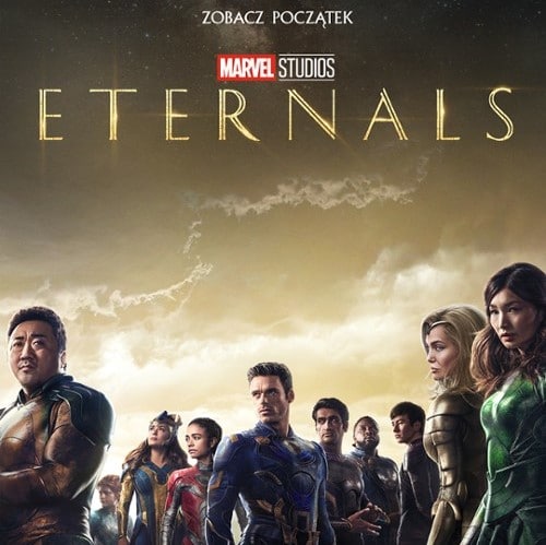 Plakat z bohaterami filmu Eternals