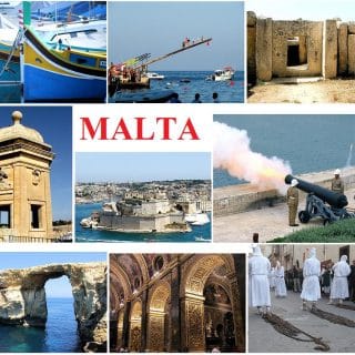 Pocztówka z krajobrazami i podpisem Malta